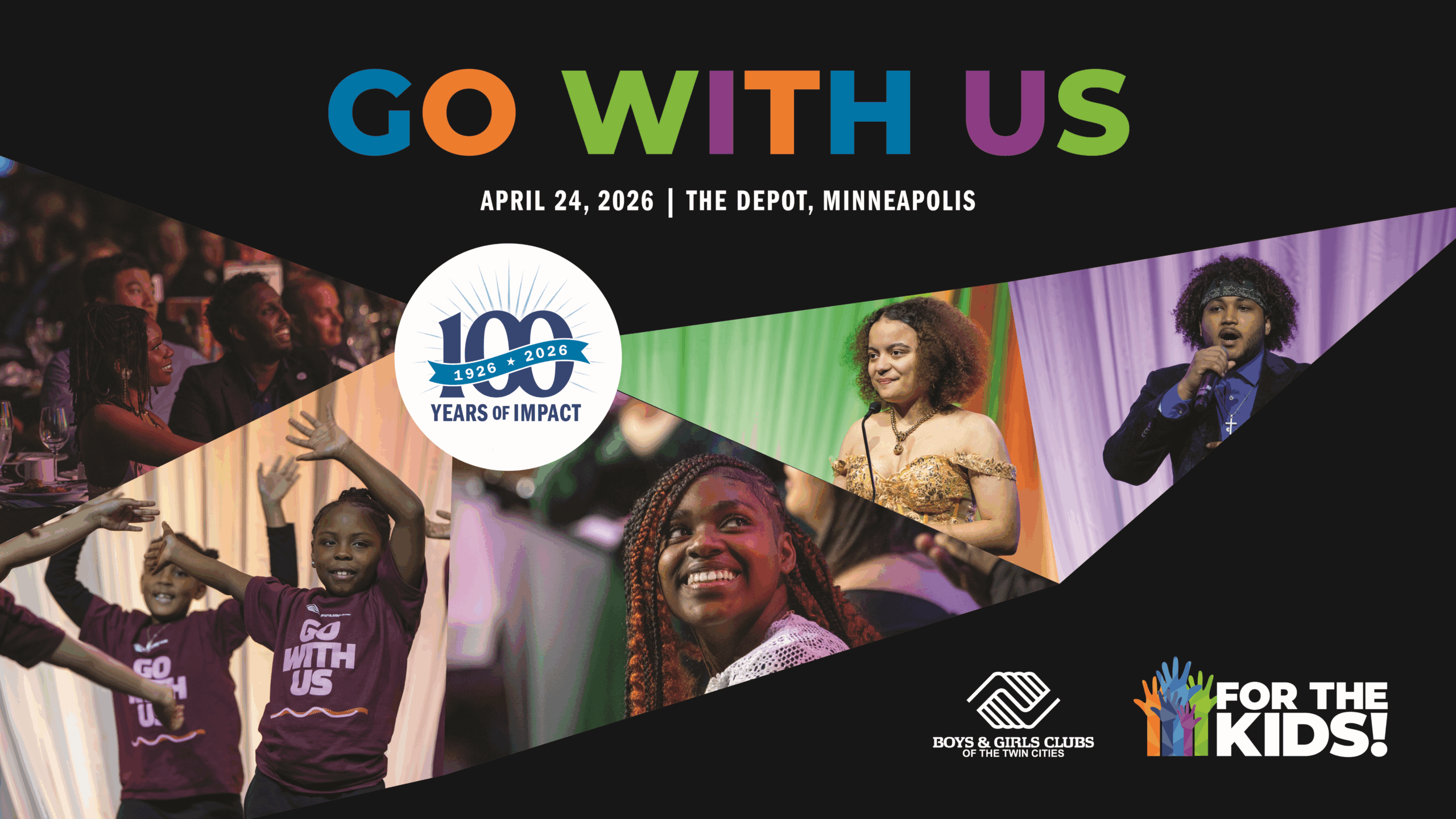 For the Kids Logo with a black and white photo of children holding hands. April 22, 2022 | 6PM | The Depot Minneapolis